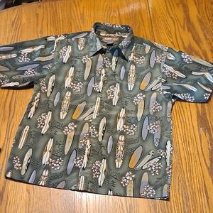 Urban Pipeline Green Surfboard Casual Button Down Shirt - Men's Med